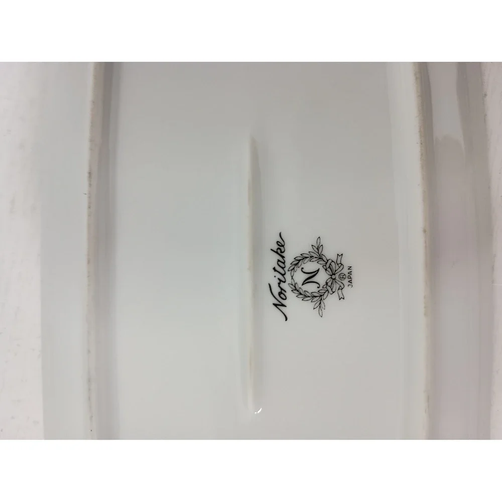 Noritake Vintage‎ Butter Dish White Silver Trim Black Filigree Pattern Japan